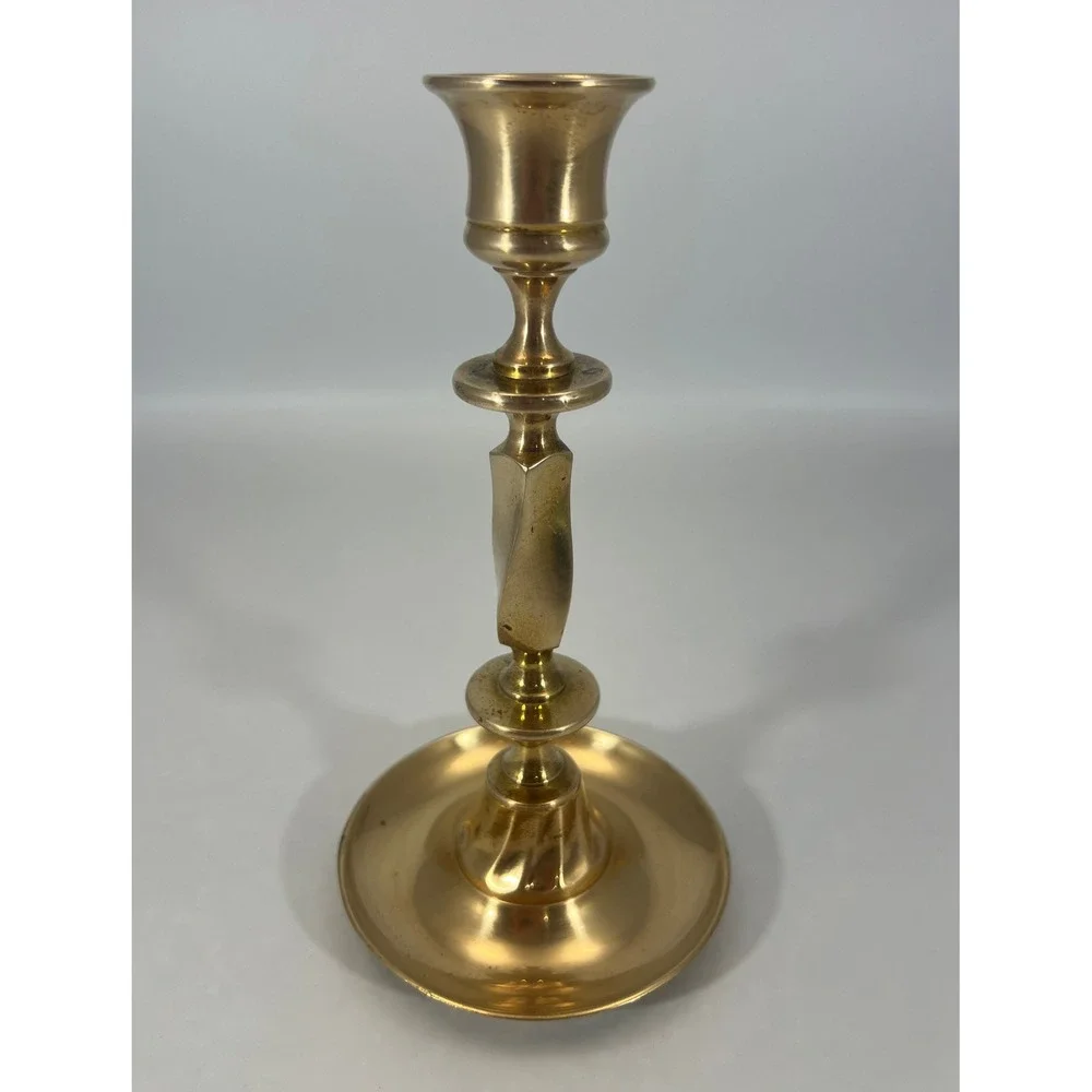Vintage Solid Brass Candlestick Holders Set‎ of 2 Octagon and Twisted Stem